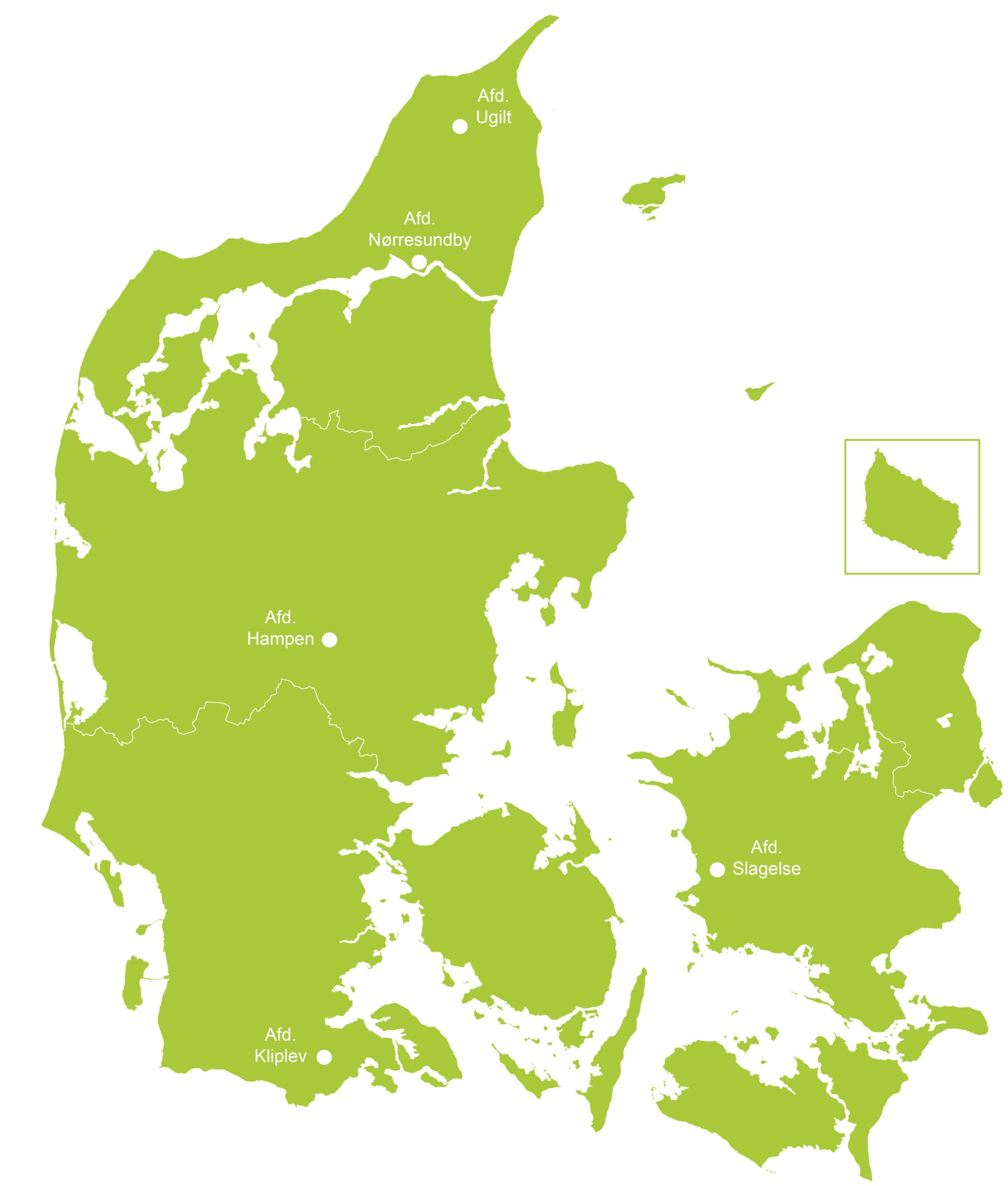 Afdelinger i Palsgaard Spær, Danmarkskort 2023